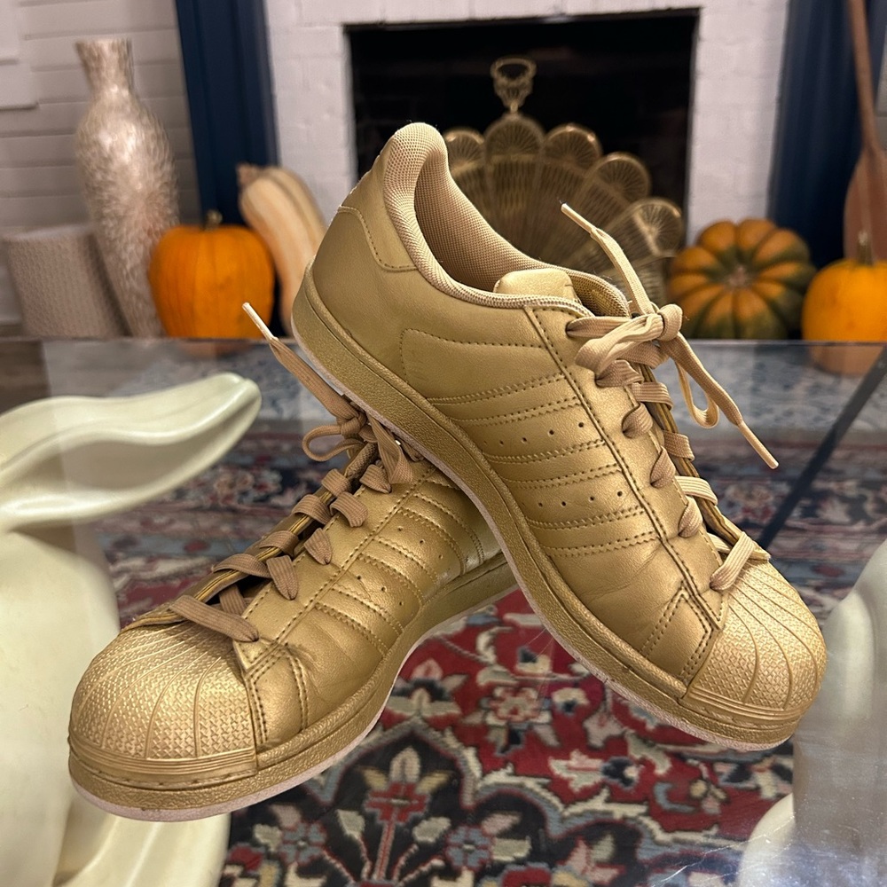 Gold adidas sneakers size 6.5